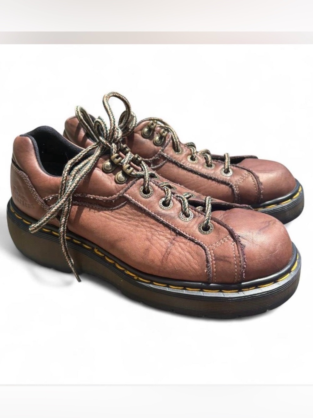 Dr. Martens Shoes Mens Sz 7 Brown Leather 9816 Platform Lace Up Oxford Y2K